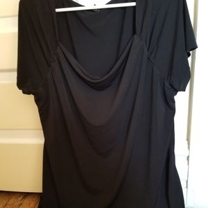 Black scooped neck dress shirt